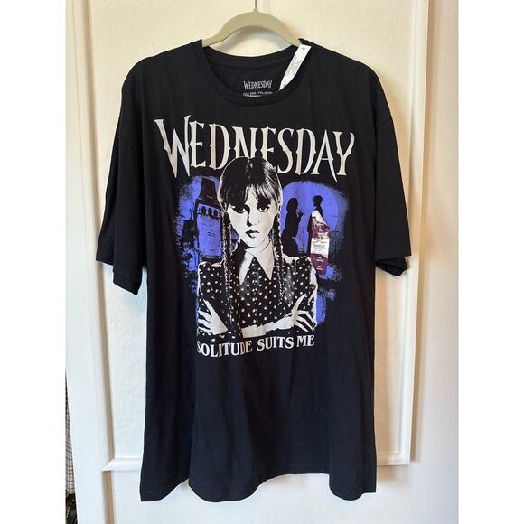 Wednesday Addams Solitude Suits Me Graphic Tee Black 2XL Gothic Shirt NEW - Picture 1 of 4